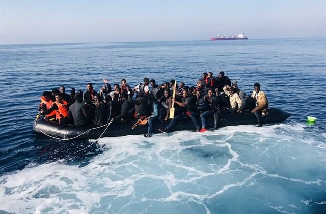 Migrantes rescatados. Fuente: Salvamento Marítimo