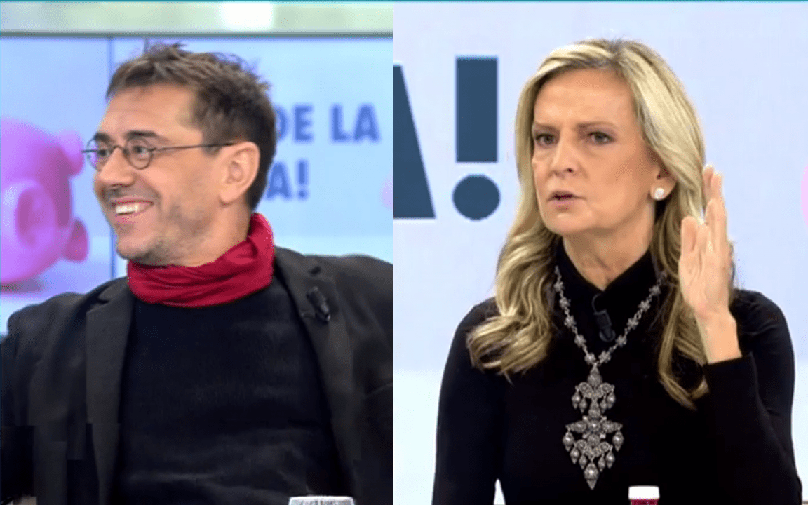 Juan Carlos Monedero e Isabel San Sebastián en Telecinco