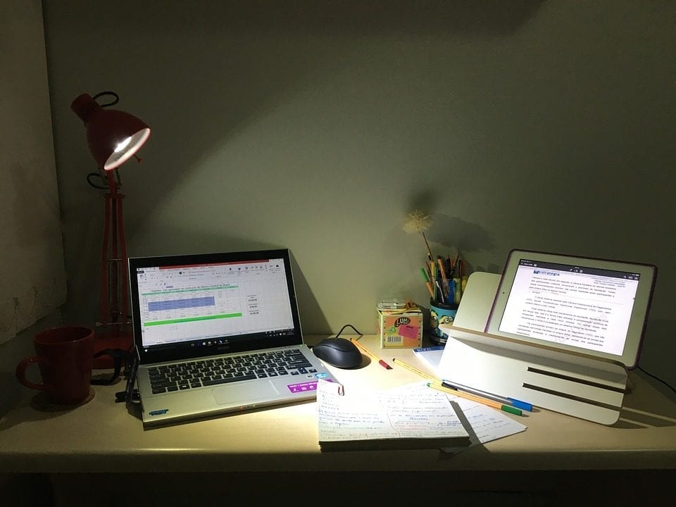 Desk Night Research Notebook Ipad Study Work