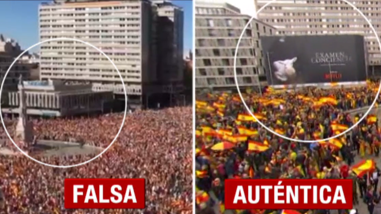 Destapan las mentiras de las imágenes distribuidas por la derecha y la ultraderecha de la manifestación de Colón