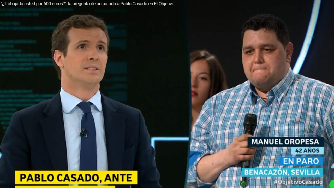 La pregunta de un parado a Pablo Casado en 'El Objetivo' que lo deja con esta cara