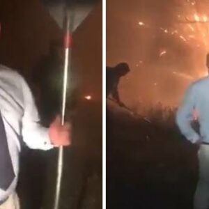 Un alcalde del PP aparece en un incendio en corbata para 'actuar' como bombero y su partido retransmite fotos y vídeos en directo