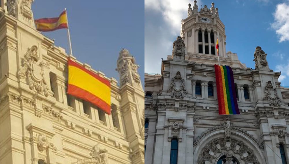 VOX lo exige, PP y C's ponen una bandera de España en el Ayuntamiento de Madrid