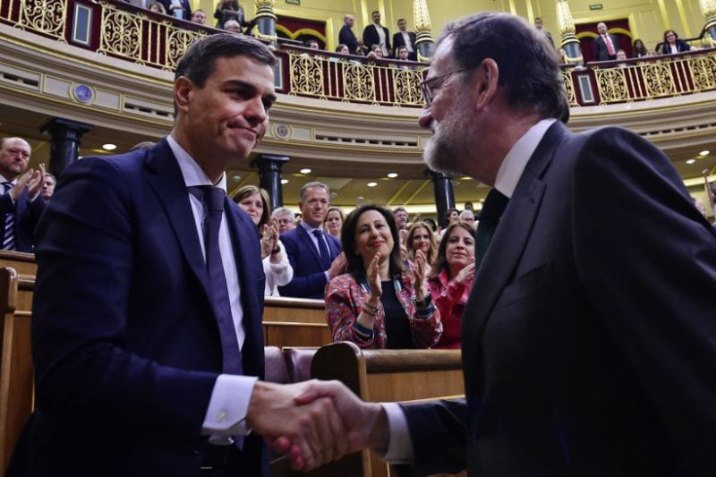 Mariano Rajoy y Pedro Sánchez, el día de la moción de censura