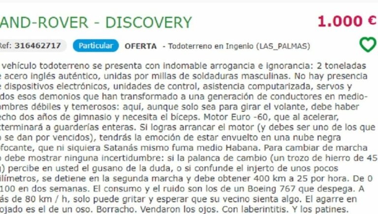 Vende su coche de 25 años y cuenta todos los detalles: "el consumo y el ruido son los de un Boeing 767 que despega"