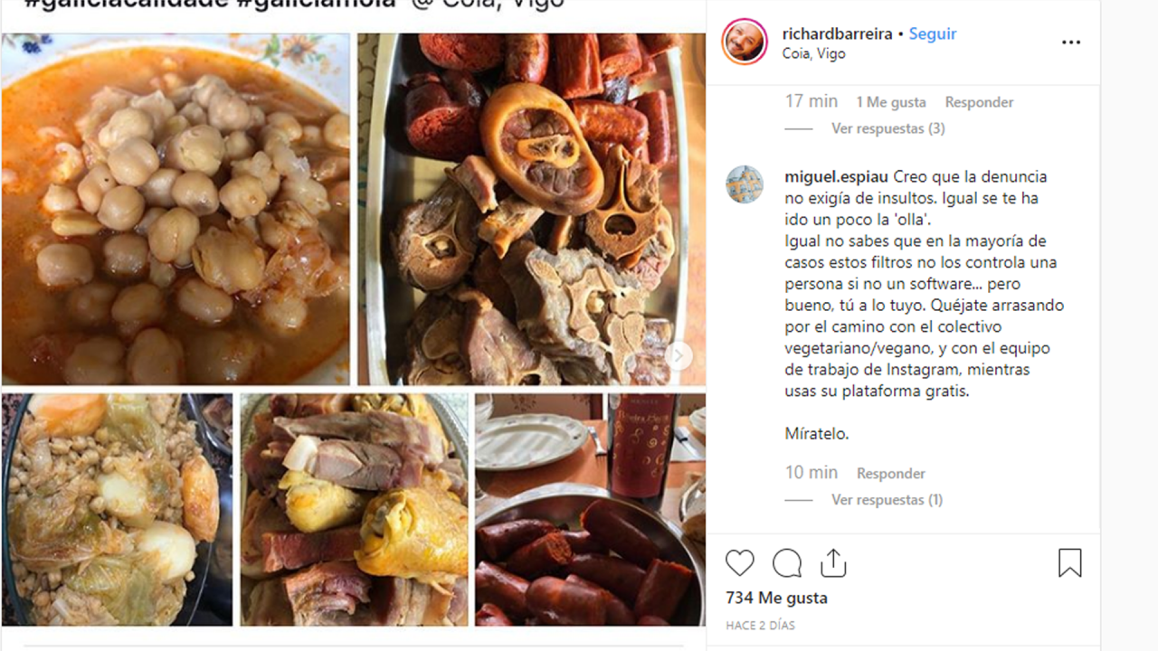 Cocido gallego prohibido por Instagram. 