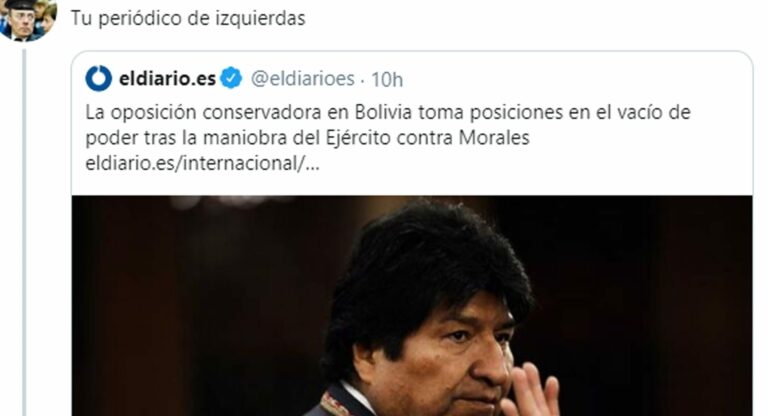 Críticas a los medios "de izquierdas" por no calificar como "Golpe de Estado" lo sucedido en Bolivia
