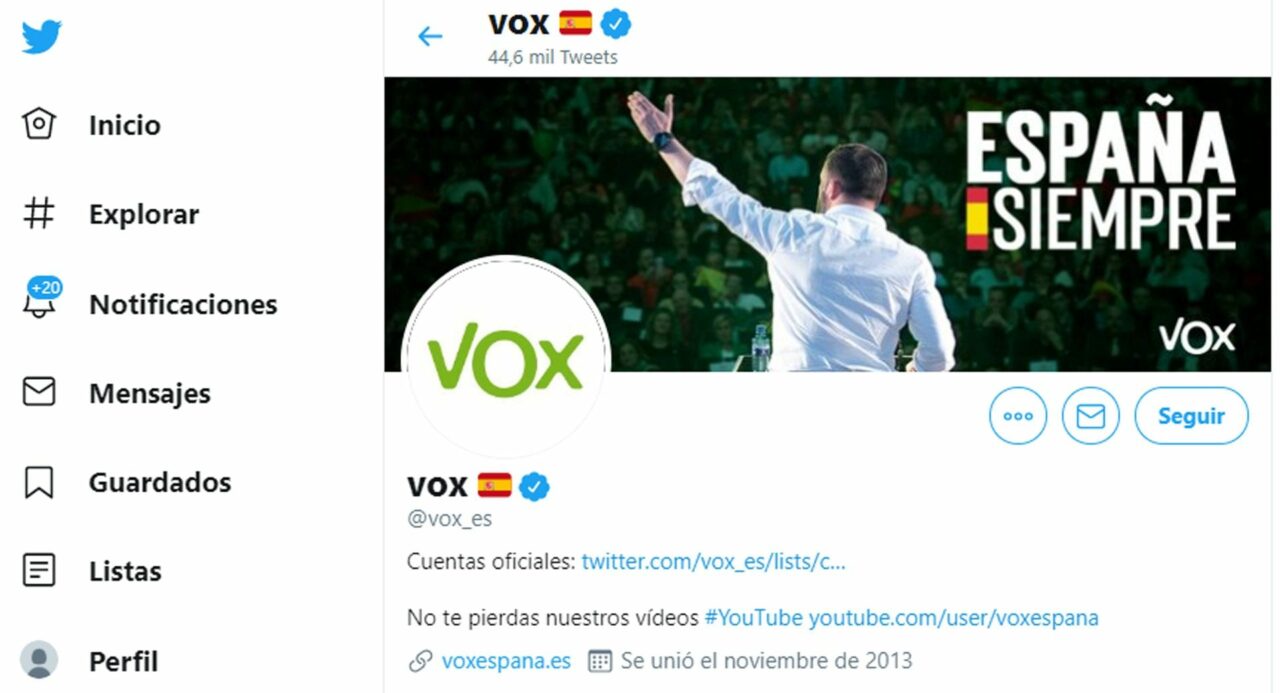 Twitter suspende la cuenta oficial de VOX