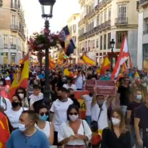 Los "cayetanos" de Málaga realizan una multitudinaria cacerolada sin respetar la distancia de seguridad