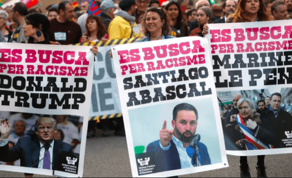 Manifestación en Barcelona contra movimientos de ultraderecha