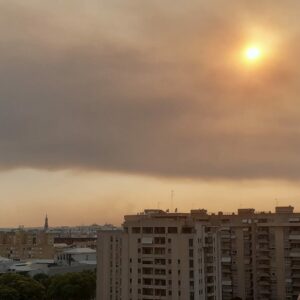 Un gran incendio forestal cubre de humo el cielo de Sevilla