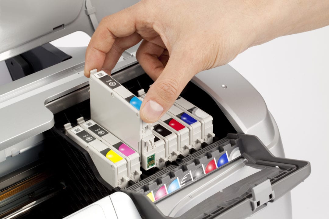 Close-up eight colors printer