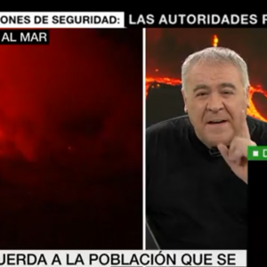 Ferreras monta un especial de madrugada al llegar la lava al mar y las redes se mofan