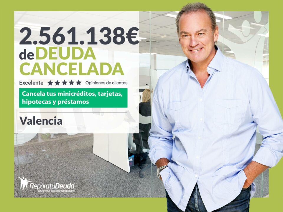 Repara tu Deuda Abogados cancela 2.561.138 € en Valencia con la Ley de Segunda Oportunidad