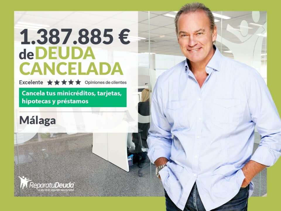 Repara tu Deuda Abogados cancela 1.387.885 € en Málaga (Andalucía) con la Ley de Segunda Oportunidad