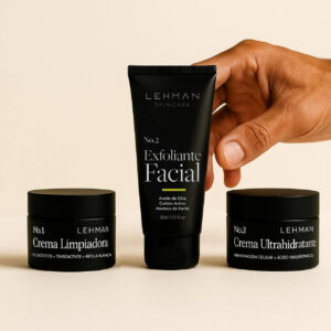 Lehman firma una nueva lectura del skincare masculino; diseño sobrio y fórmulas limpias