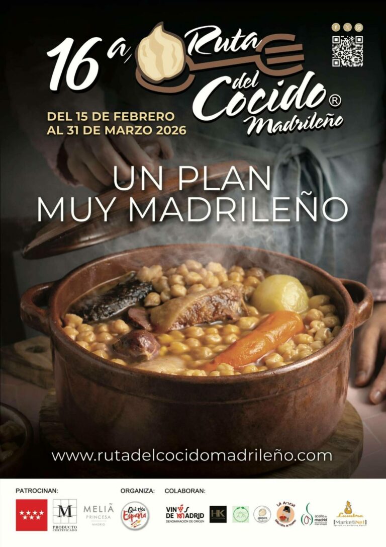 La 16ª edición de la Ruta del Cocido Madrileño reunirá a 46 restaurantes del 15 de febrero al 31 de marzo de 2026