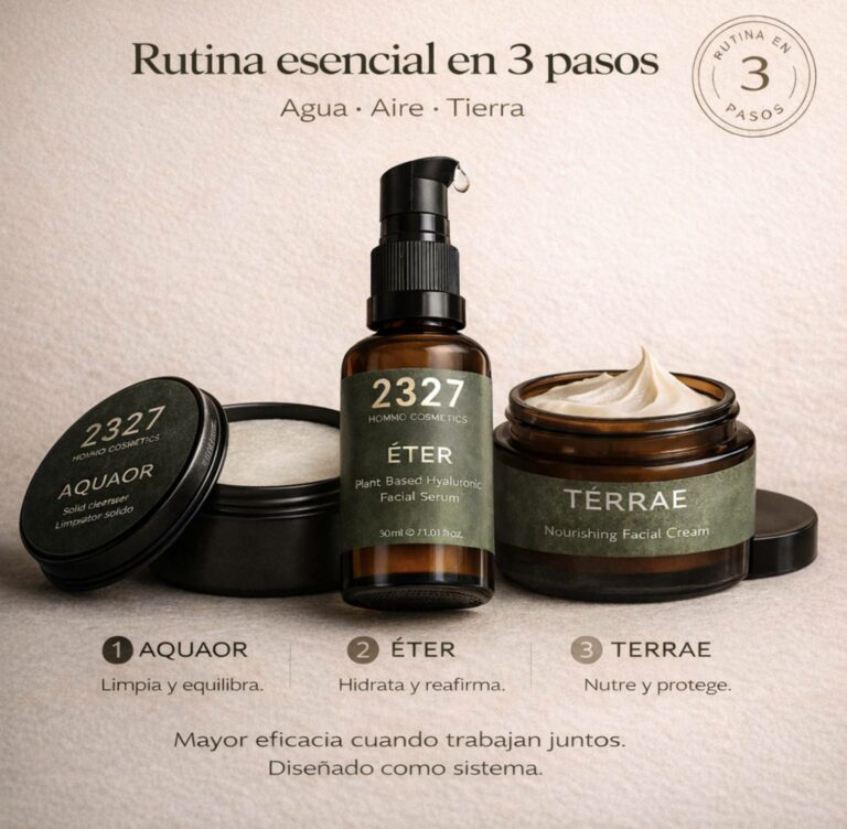 2327 HOMMO COSMETICS; Alta cosmética natural masculina premium hecha en España que redefine el cuidado facial
